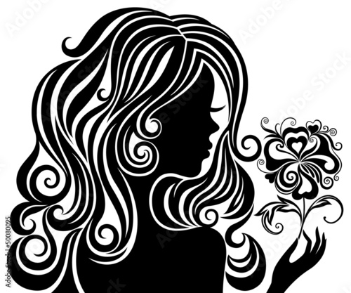 Silhouette of a girl with a flower