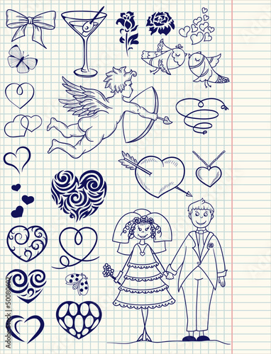 Set of wedding elements