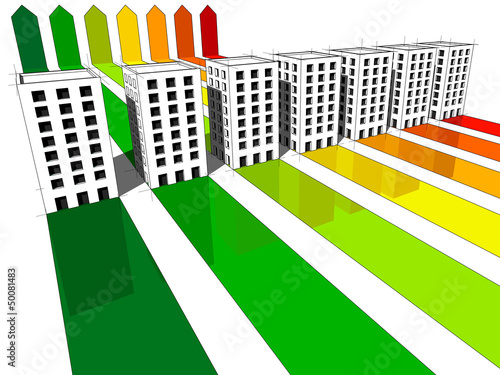 seven  buildings certified in seven energetic classes
