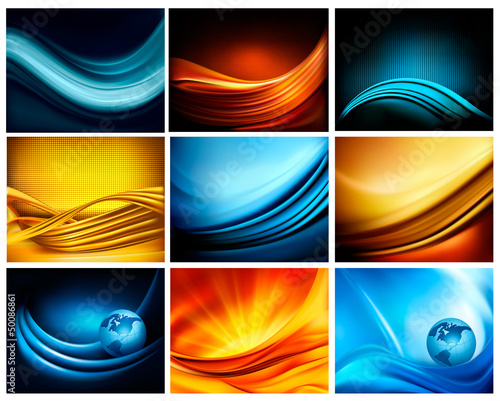 Big set of business elegant colorful abstract backgrounds. Vecto