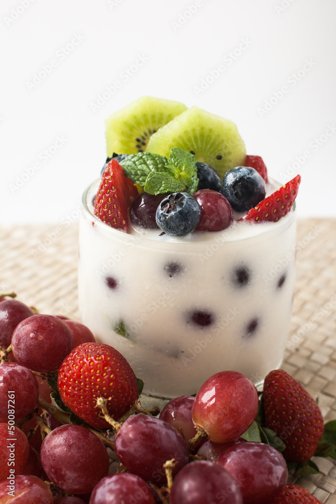 yogurt with grapes, kiwi and berries yogurt with grapes, kiwi and berries
