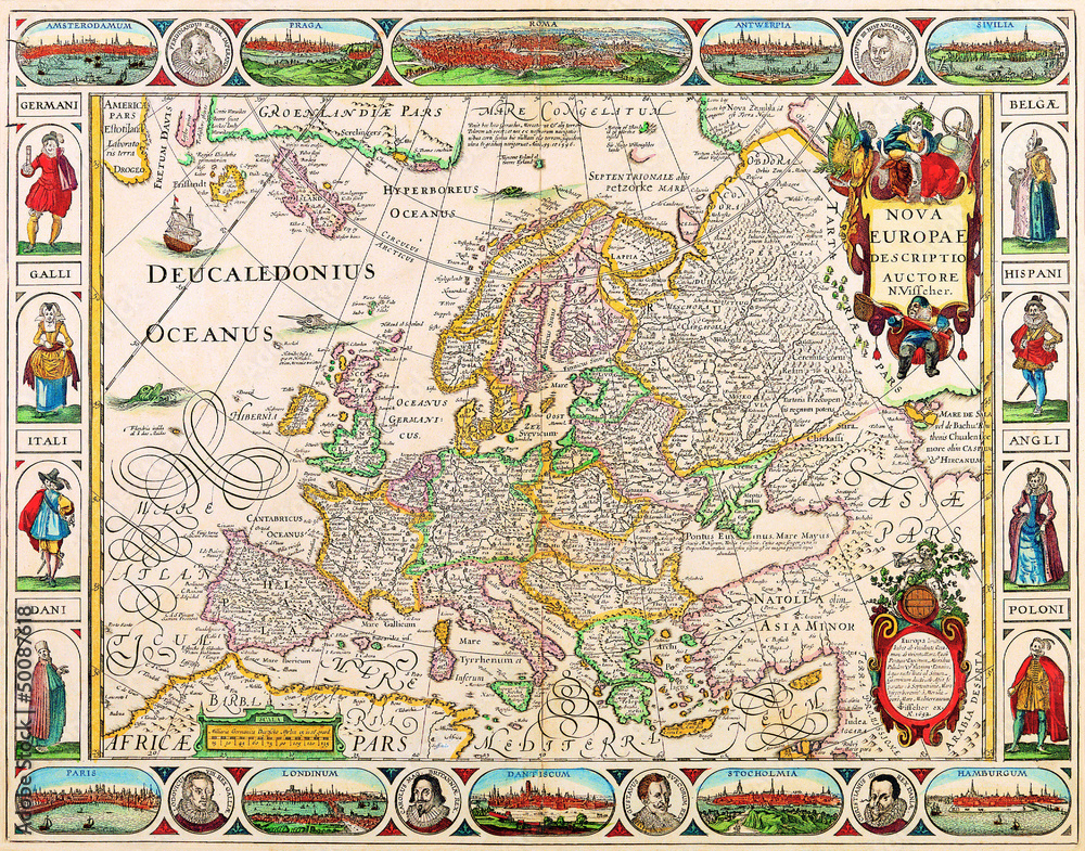 Obraz premium Europe old map 1658