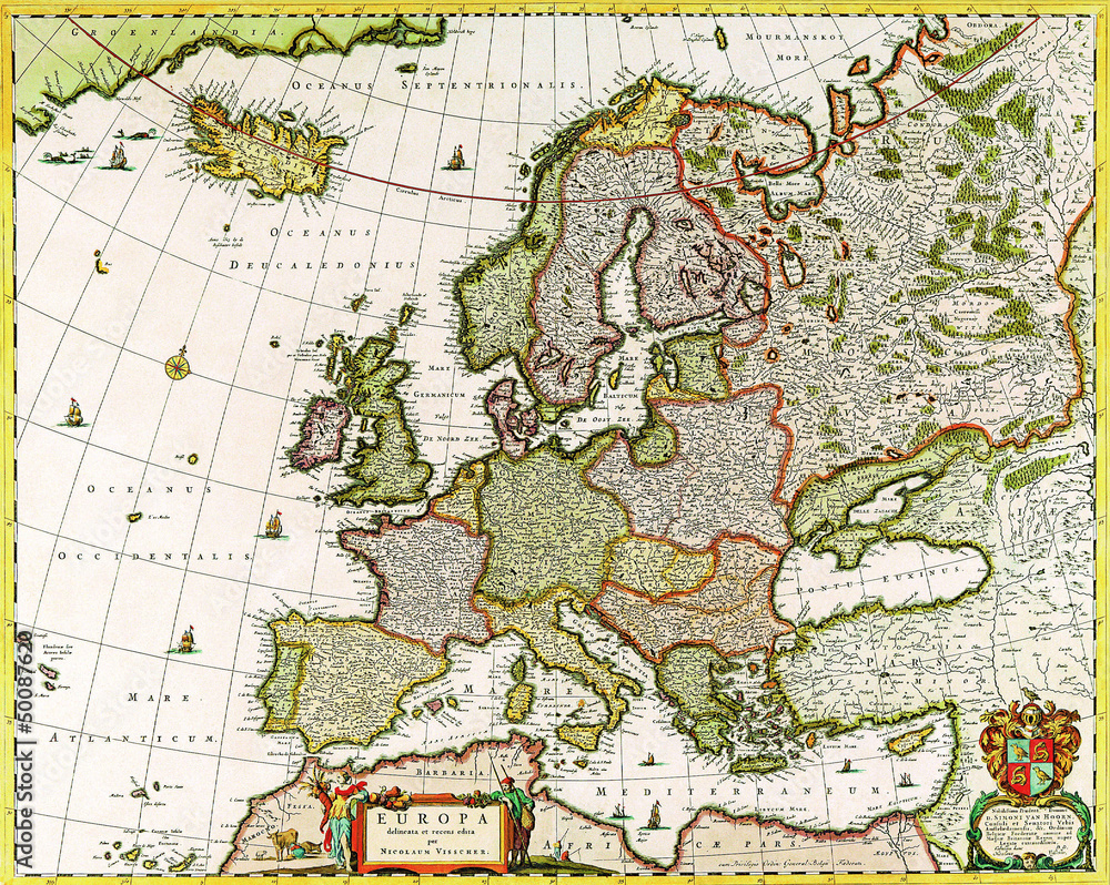 Fototapeta premium Europe old map 1640