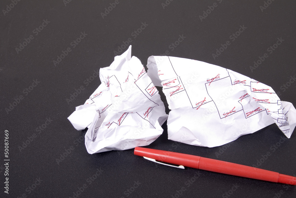 Obraz premium March Madness Torn Bracket and Red Pen