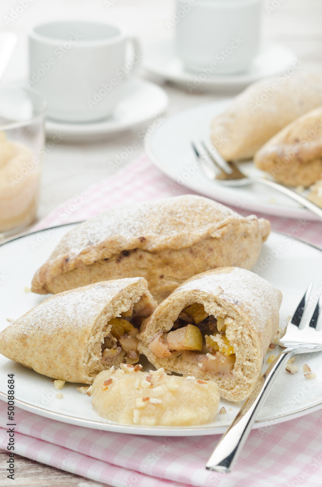 Whole-grain pies with apples and nuts vertical Whole-grain pies with apples and nuts vertical
