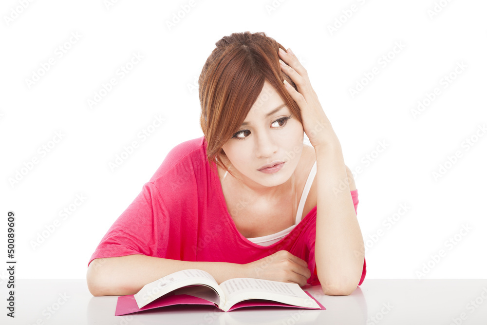 young student Do not concentrate and thinking young student Do not concentrate and thinking