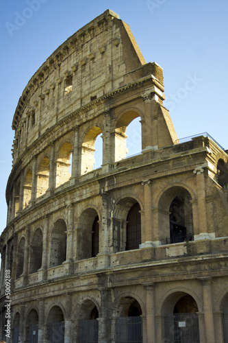 Portion of the Colosseum in Rome, Italy