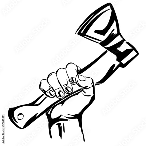 hand holding ax vector