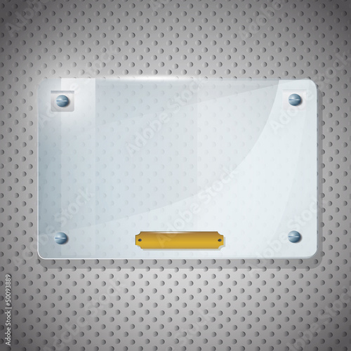 Transparent frame of plexiglass on white background.