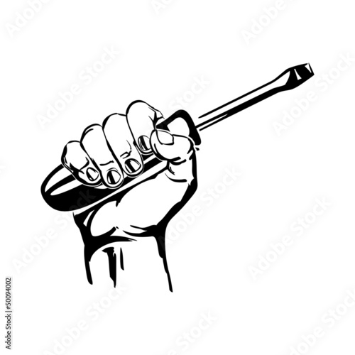 hand holding screwdriver illustration