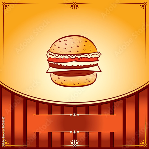 Hot Hamburger. Vector graphic Illustration with place for text