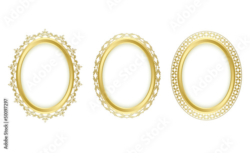 golden oval frames - vector set