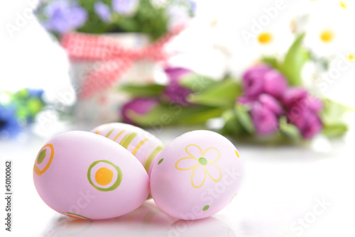 flowers and easter eggs