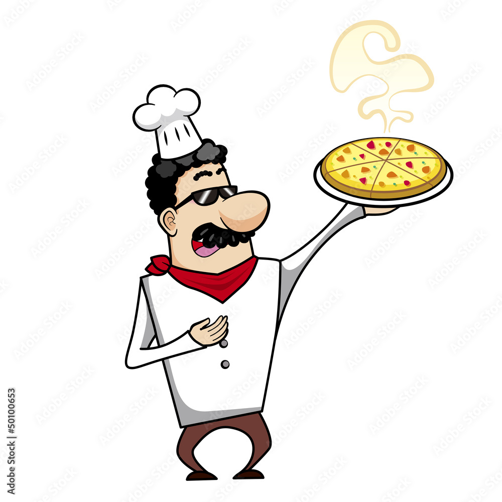 Cartoon Chef with Pizza Cartoon Chef with Pizza