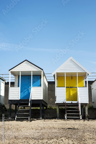 Colorful Beach Huts at Southend on Sea, Essex, UK.