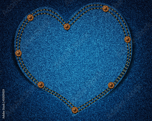 Jeans texture with heart