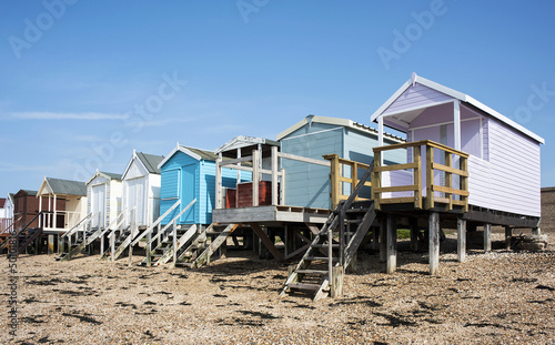 Colorful Beach Huts at Southend on Sea, Essex, UK.