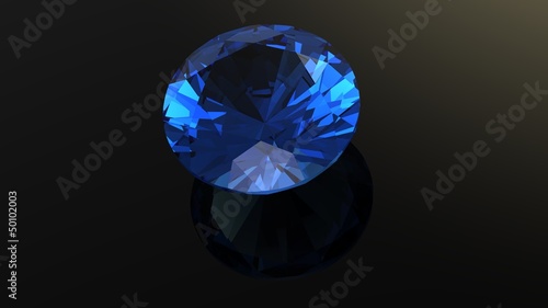 Sapphire. Jewelry gems roung shape on black background