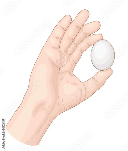 Hand with egg.