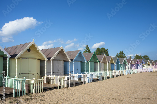 Colorful Beach Huts at West Mersea, Essex, UK