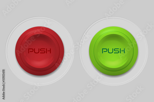 Red and green plastic push button - vector file