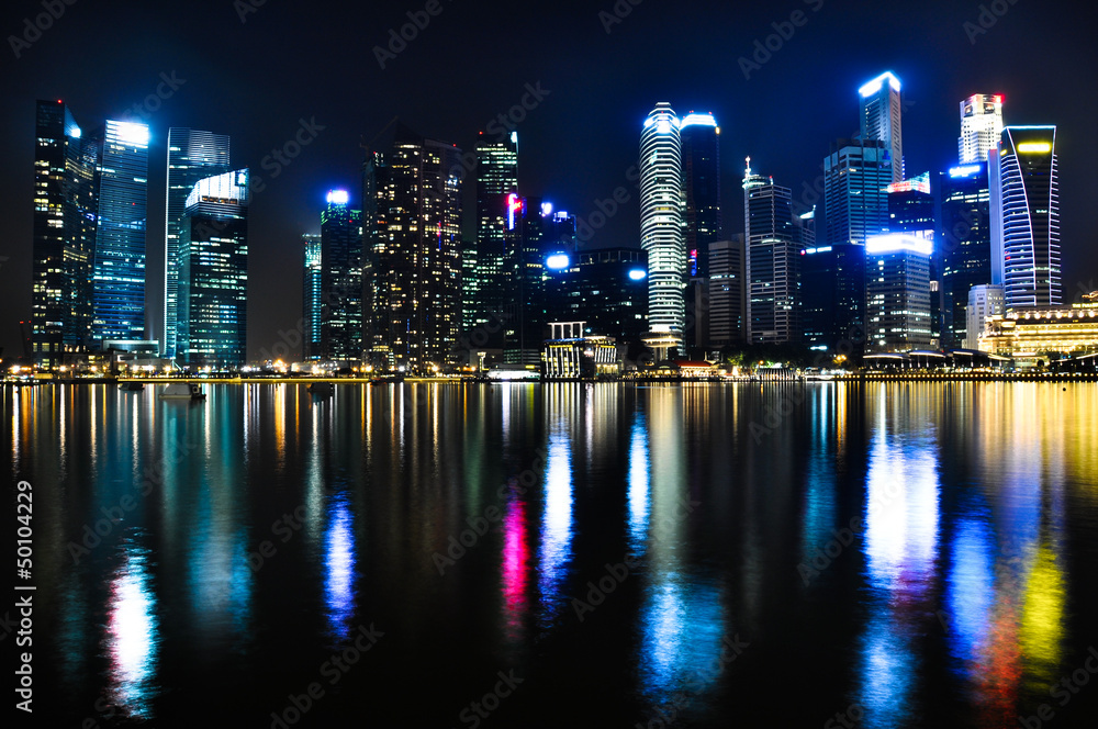 Naklejka premium Singapore Skyline at Night