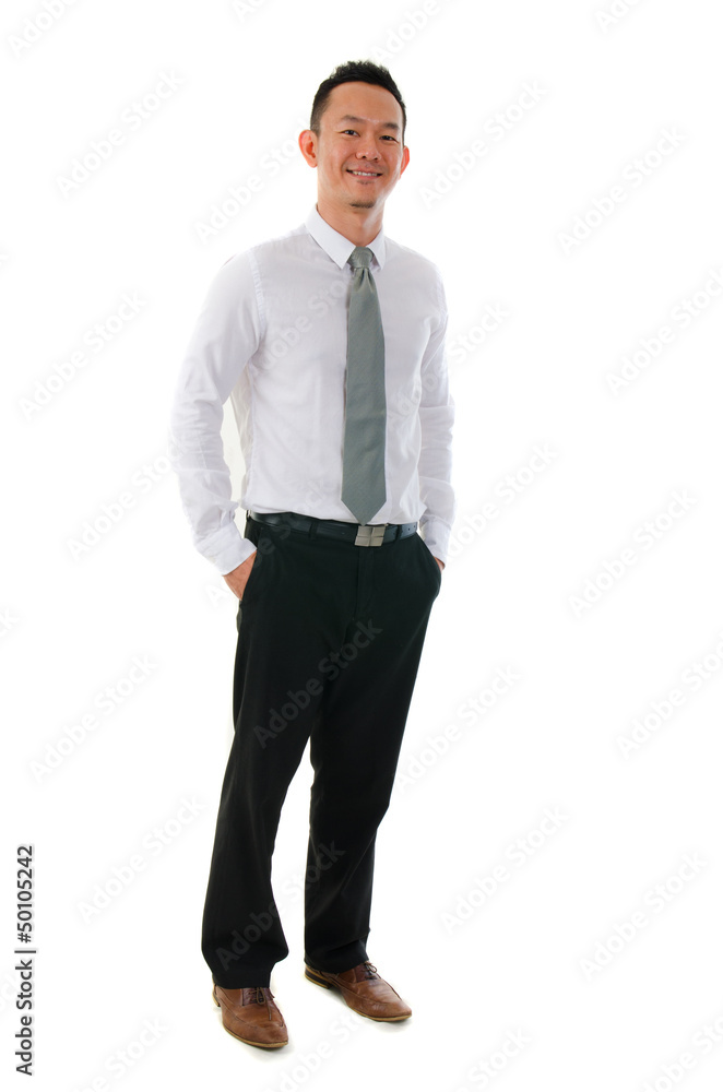 Portrait of smart Chinese Asian business man smiling with hands Portrait of smart Chinese Asian business man smiling with hands