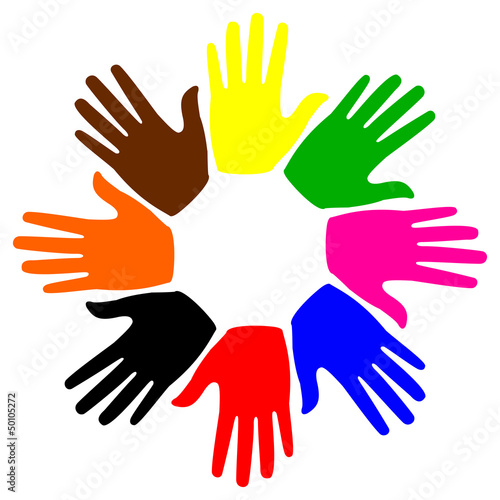 eight hands in a circle