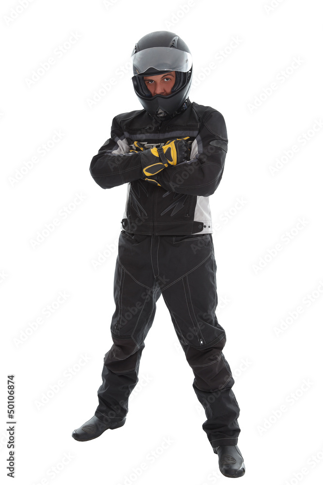Guy in motorcycle clothes