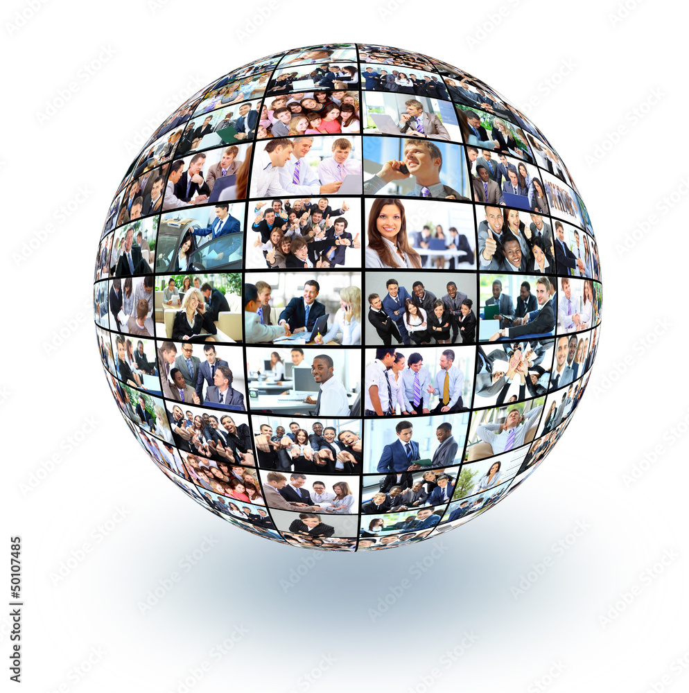 A globe i with many different business people - obrazy, fototapety, plakaty 