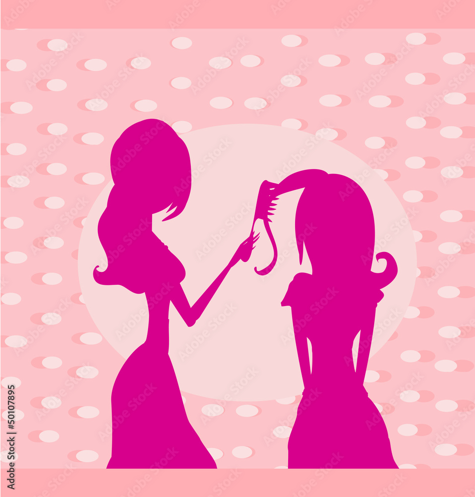 Vector illustration of the beautiful woman in hairdressing salo Vector illustration of the beautiful woman in hairdressing salo