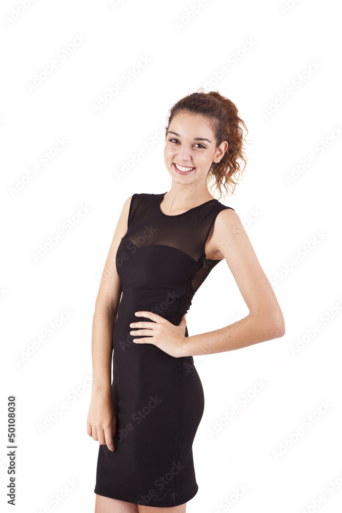 Pretty young business woman smiling on white background Pretty young business woman smiling on white background