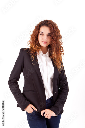 Young beautiful casual business woman posing