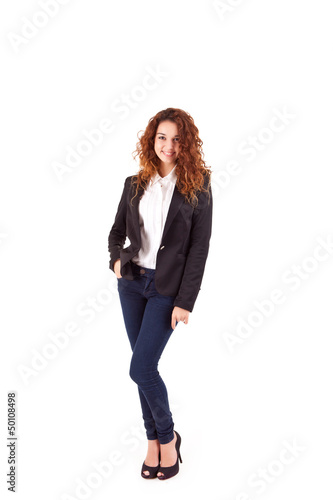 Young beautiful casual business woman posing