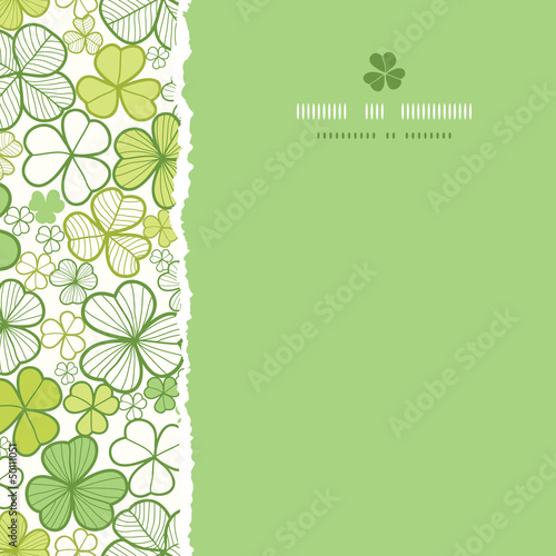 Vector clover line art square torn seamless pattern background