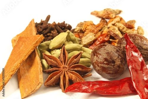 Variety of raw Indian Spices