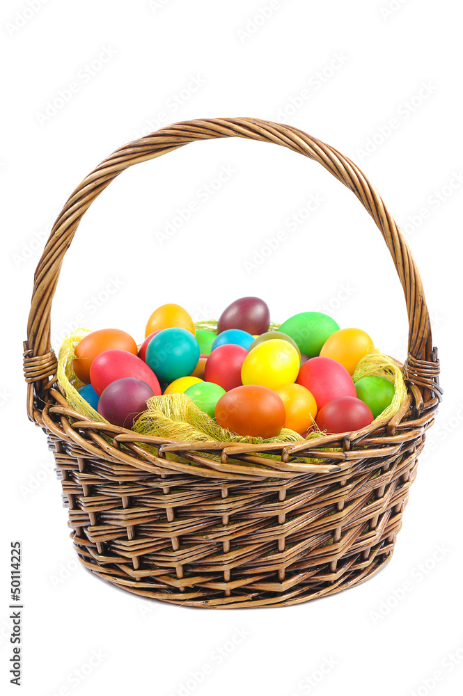 easter eggs in basket