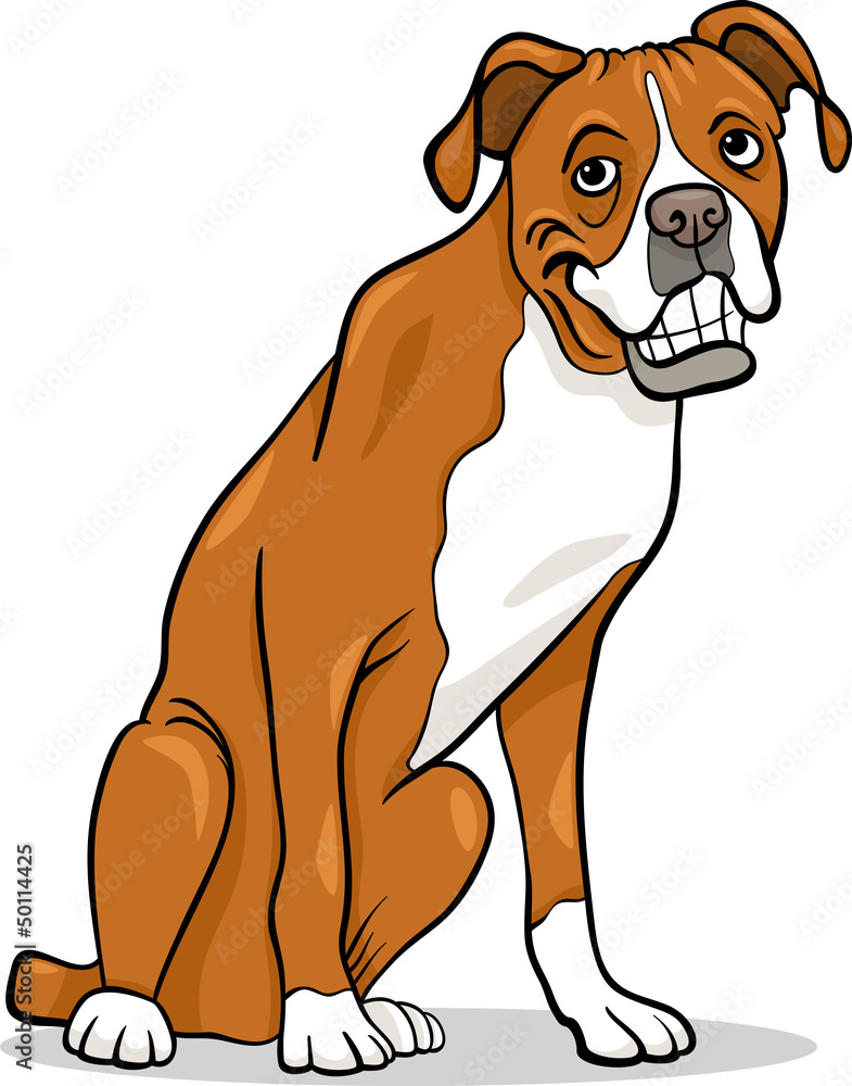 boxer purebred dog cartoon illustration Stock Vector | Adobe Stock