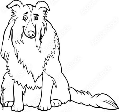 collie dog cartoon for coloring book