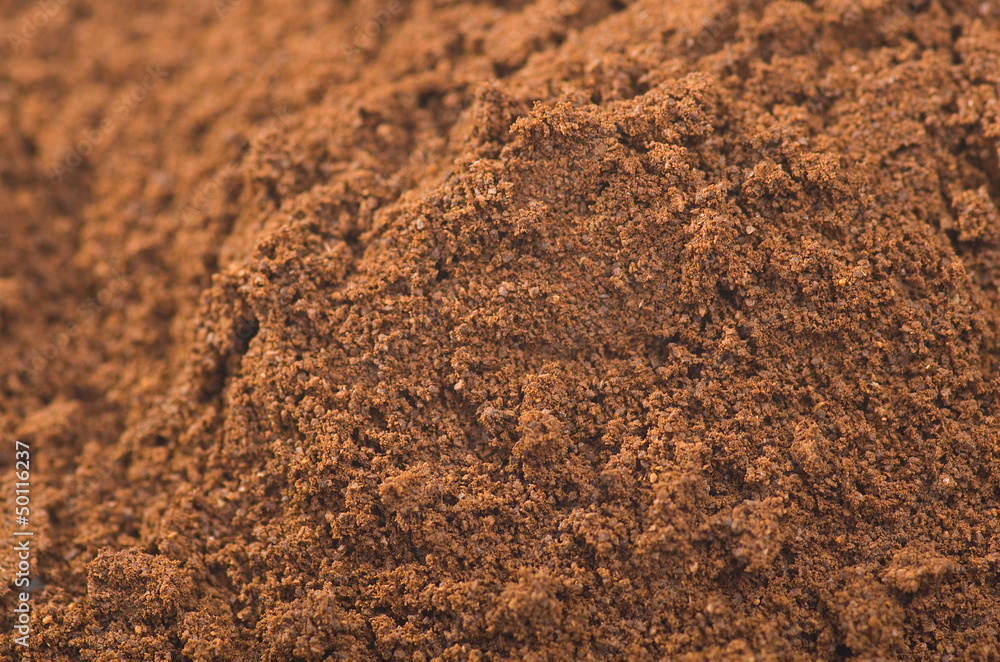 coffee powder close up on the white background coffee powder close up on the white background