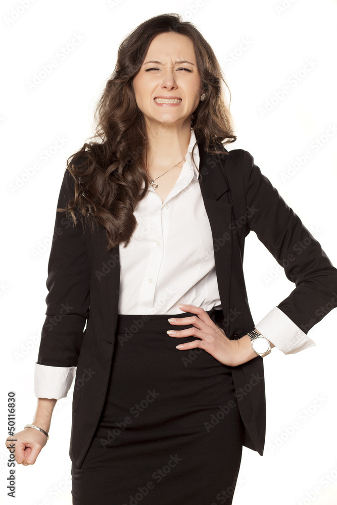nervous and angry business women on white background nervous and angry business women on white background