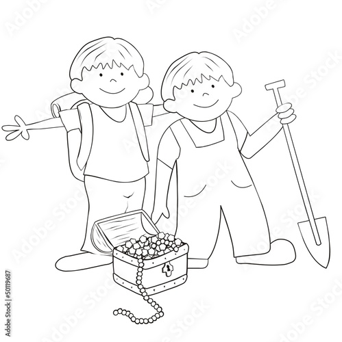 boys and treasure-coloring