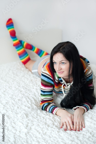 Beautiful woman on a white background