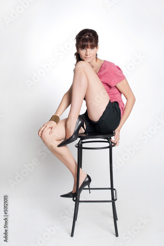 Beautiful woman on a white background.