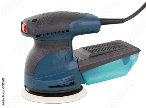 Electric sandpaper tool for home handyman use, isolated over whi