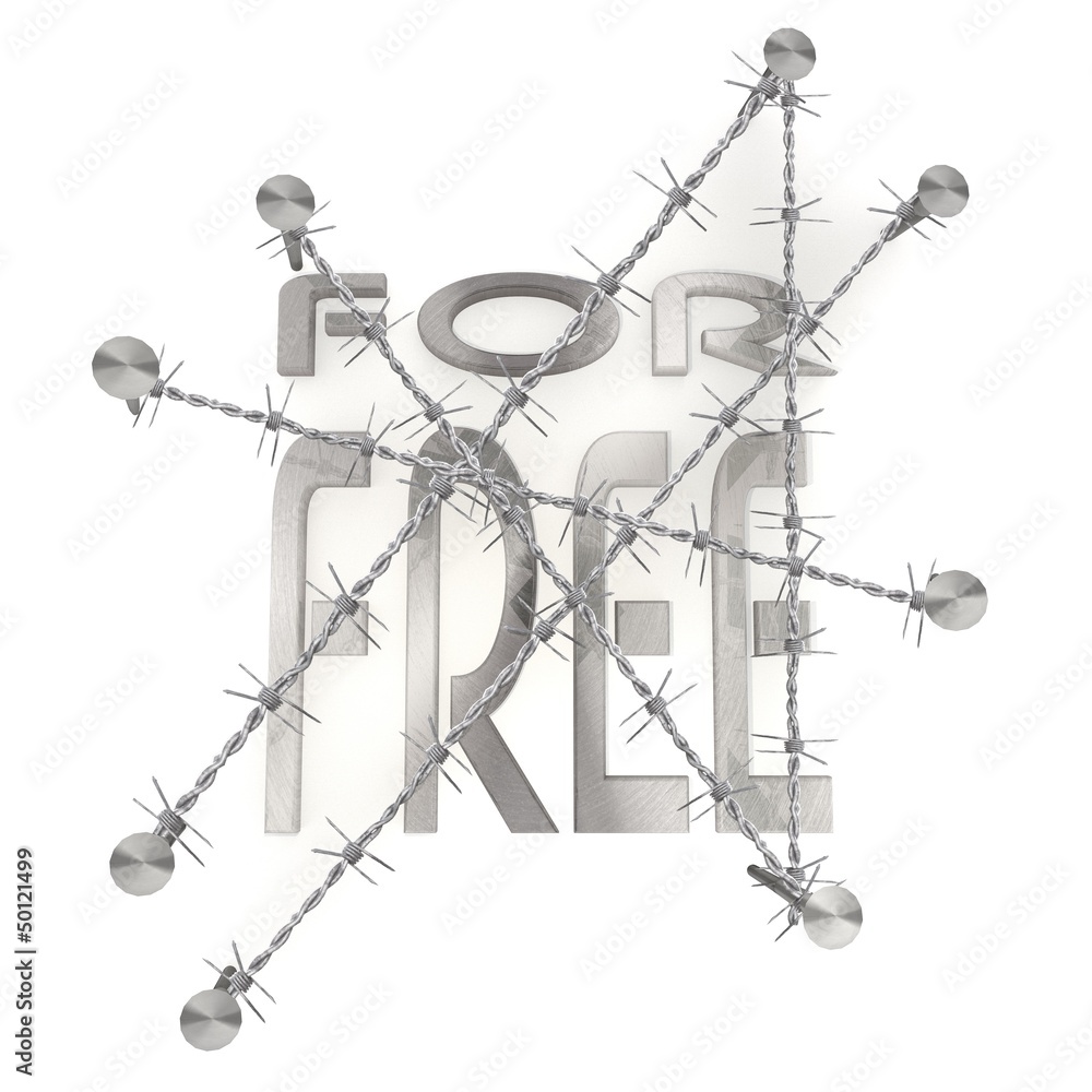 Fenced and nailed for free symbol in steel Fenced and nailed for free symbol in steel