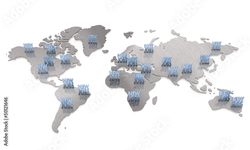 Isolated international  metallic new jobs map  network