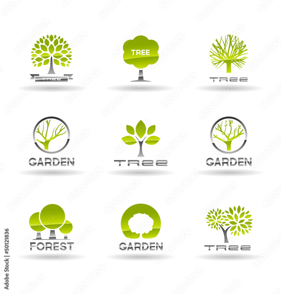 Set of tree icons. Vol 1. - obrazy, fototapety, plakaty 