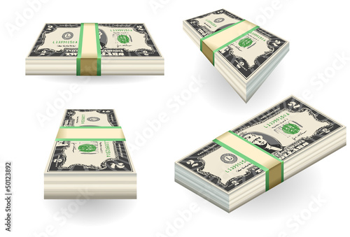set of two dollars banknotes