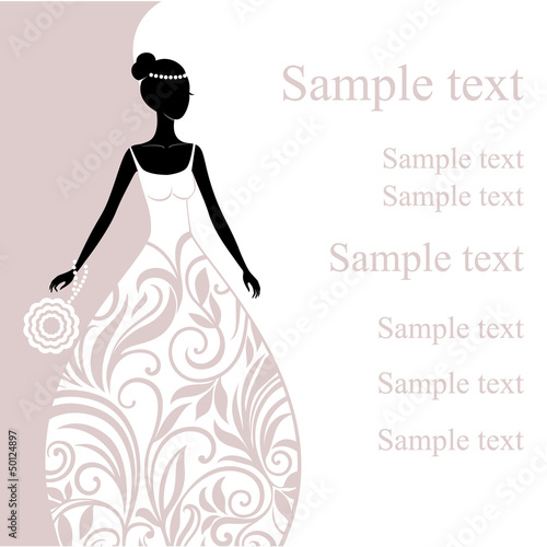 Illustration of a beautiful young bride